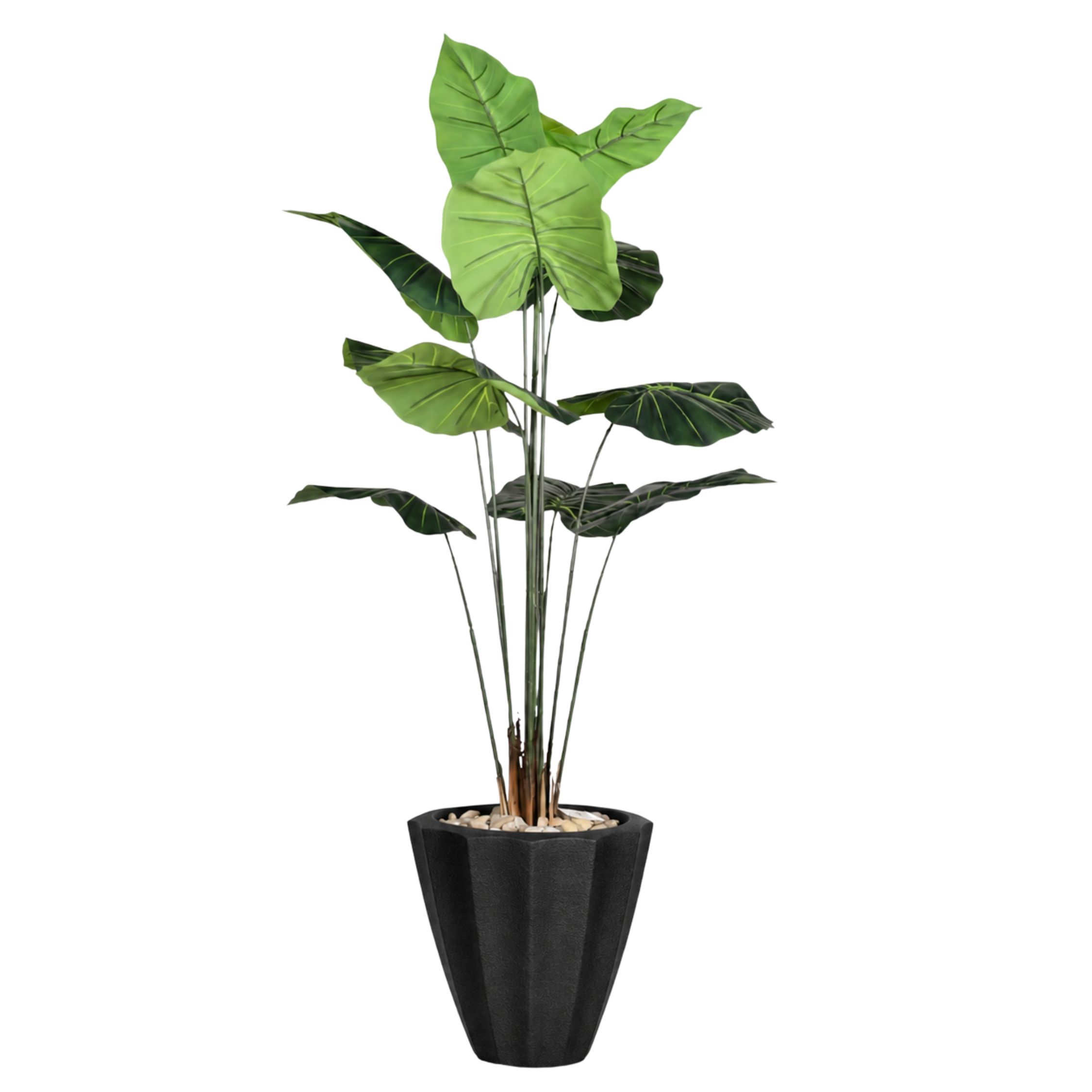 Artificial Taro Tree in Terrazzo Pot