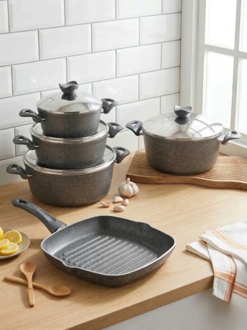 9-Pieces Terynova Granite Cookware Set
