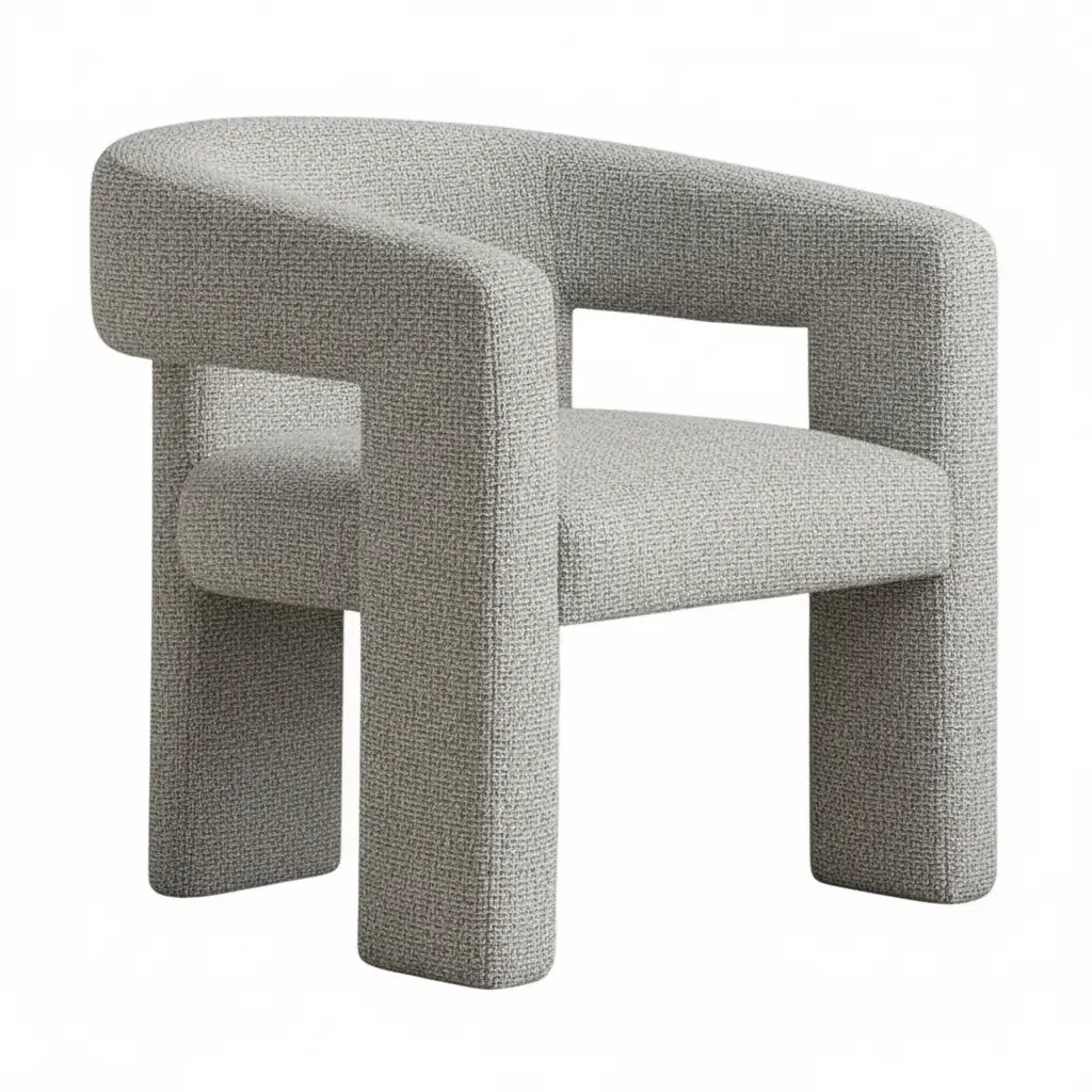 Boucle Fully Upholstered Chair 11