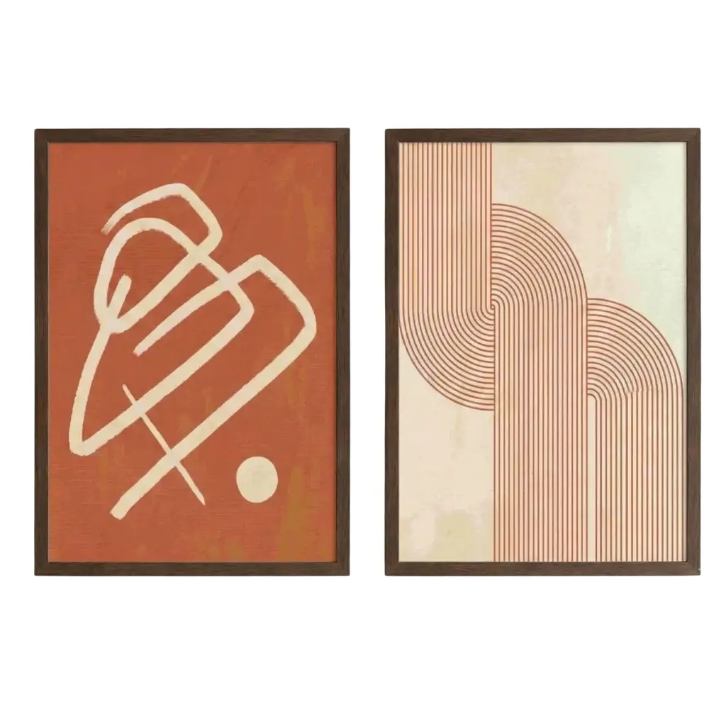 Dafaa Abstract Burnt Orange Wall Art Set – 2 Pieces