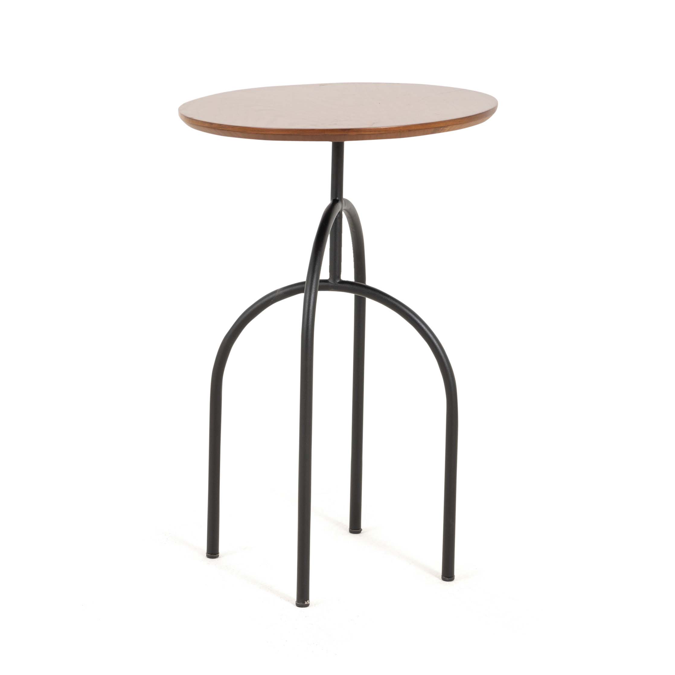 Maren Side Table - Round Wooden Top With Metal Base 3