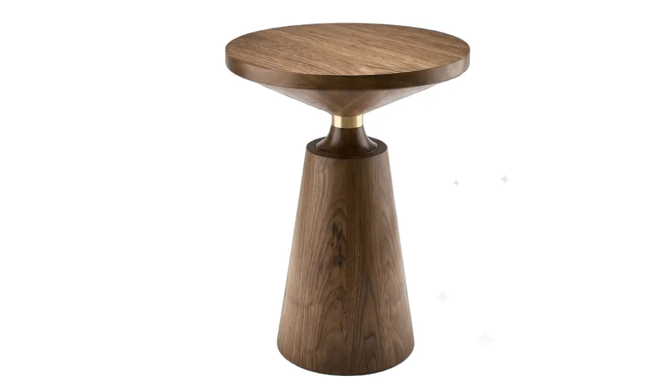 Nicole Side Table - Wooden Veneer With Brass Connection