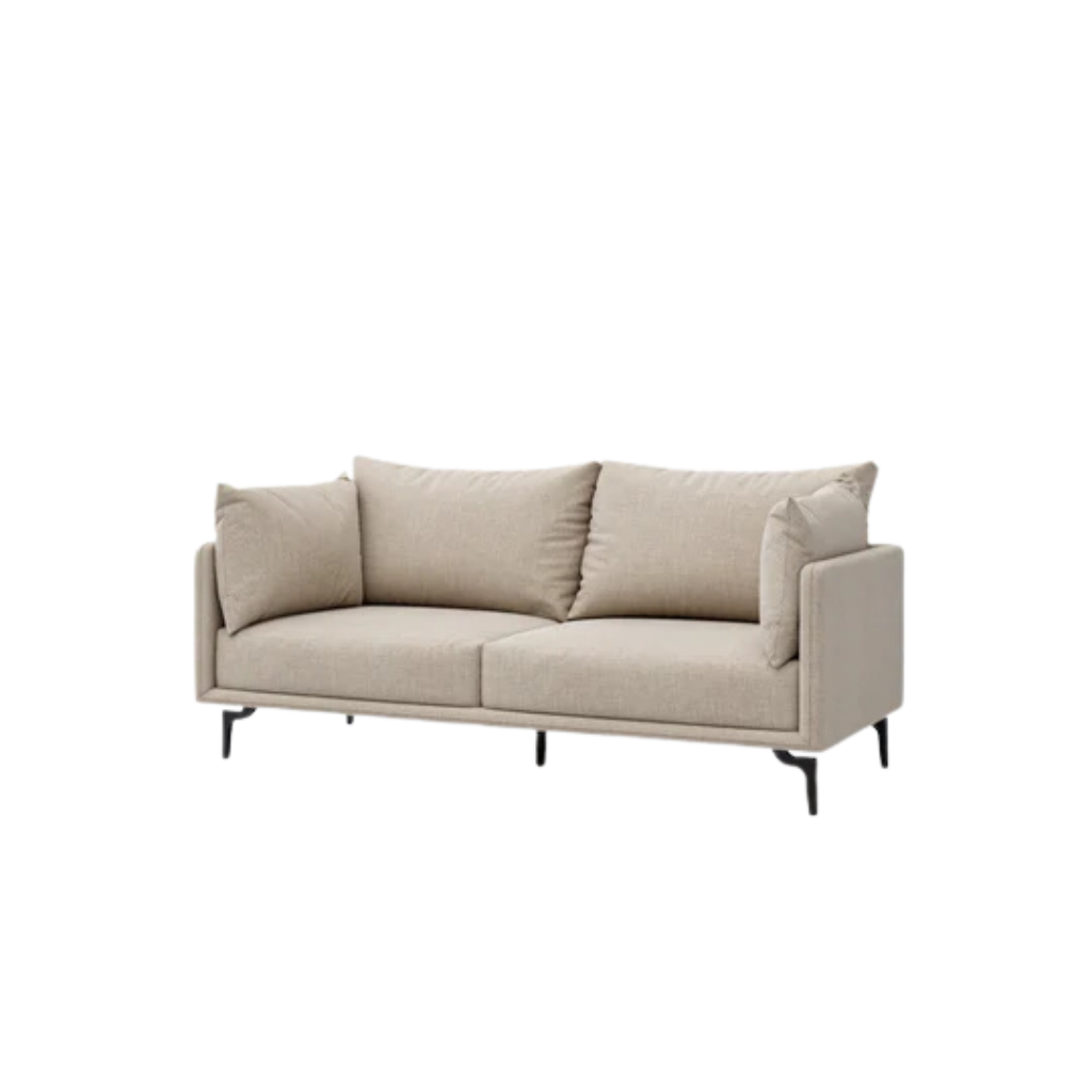 Capilano 2 Seater Beech Wood Sofa With Black Steel Legs 1