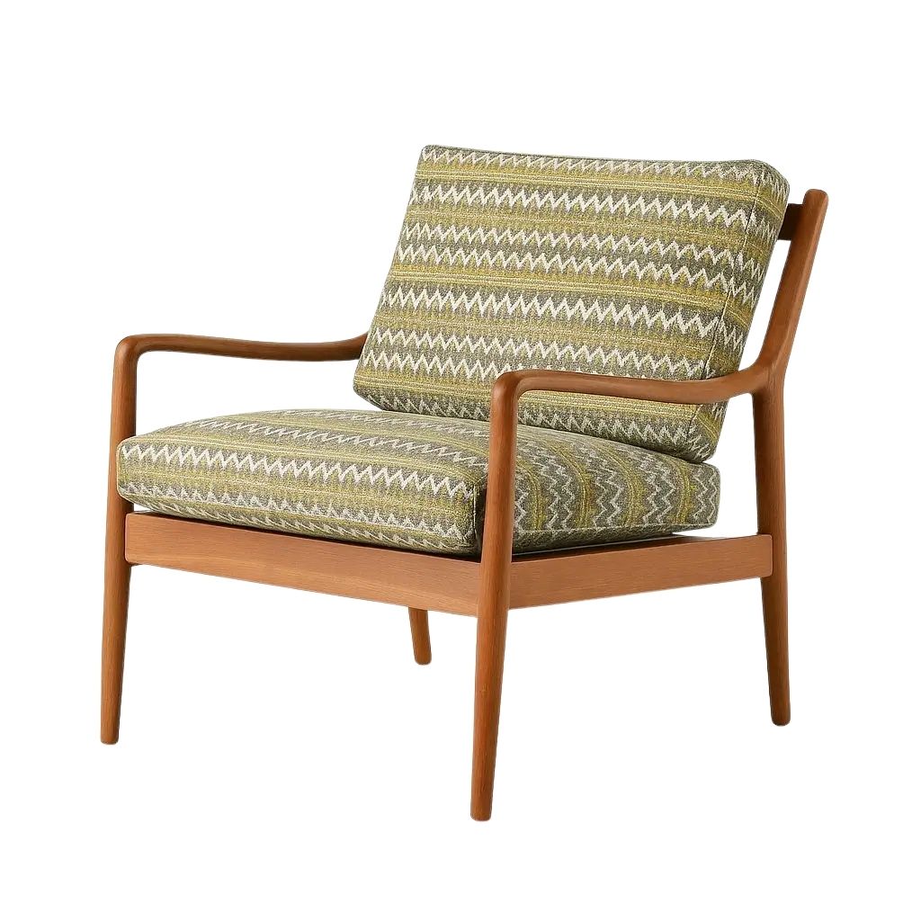 Kai Armchair In Beech Wood With Cushioned Back & Seat 4
