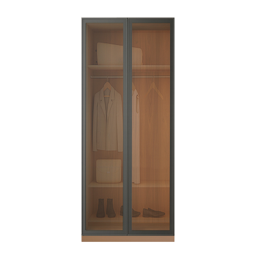 Beyla Glass and Metal Doors Hinged Wardrobe 1