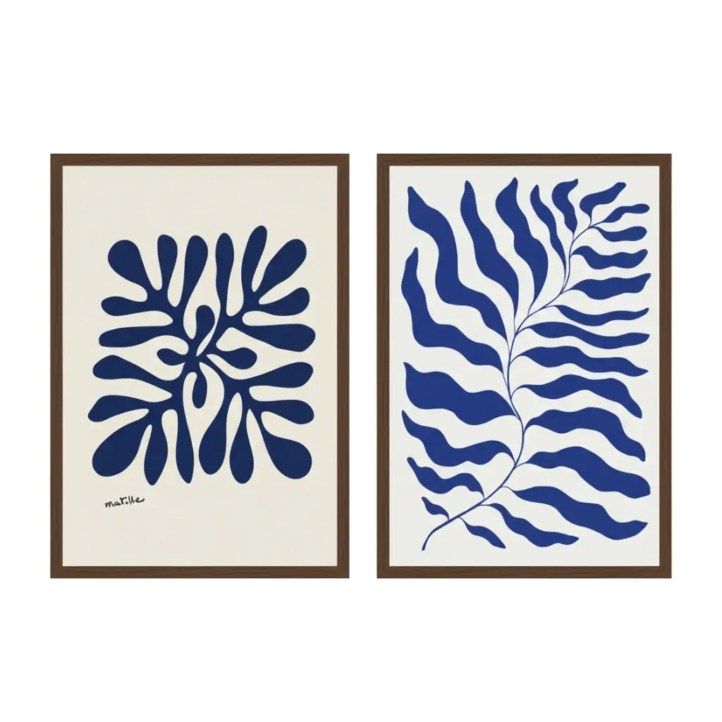 Mawj Abstract Cobalt Blue Wall Art Set – 2 Pieces
