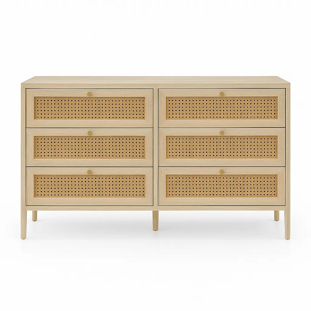 Haven Wood & Cane Chest of Drawers 8