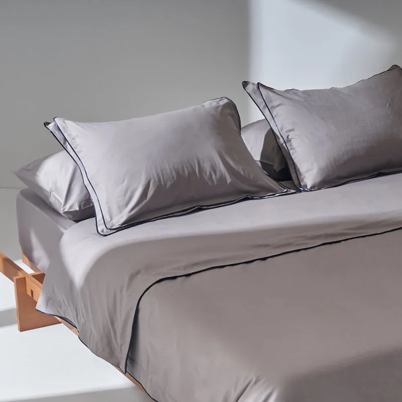 Grey Duvet Cover - Double Piping - Sateen - King 3