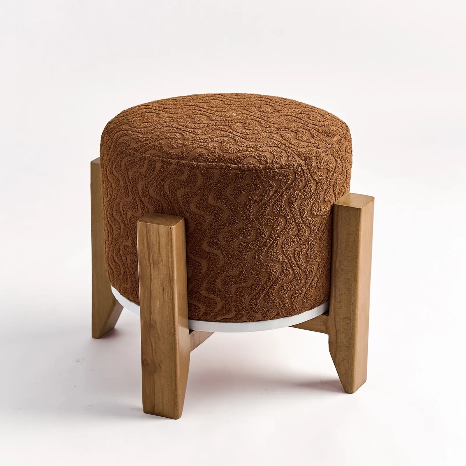 Brick Rocket - Pouf With Upholstered Seat & Beech Legs 1