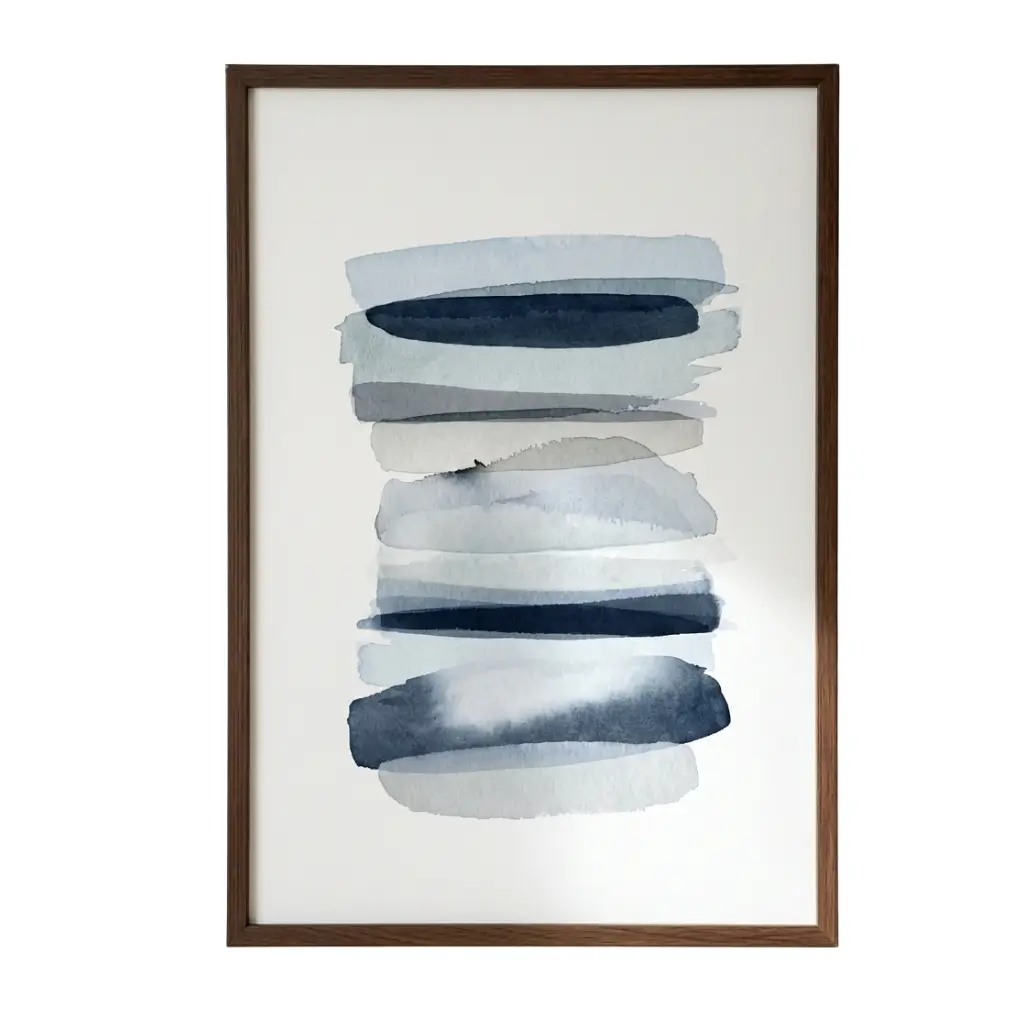 Sama Abstract Blue Watercolor Wall Art