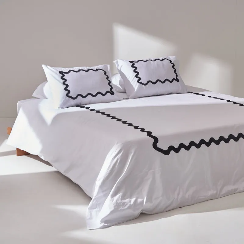 White Duvet Cover - Zigzag - Sateen - King