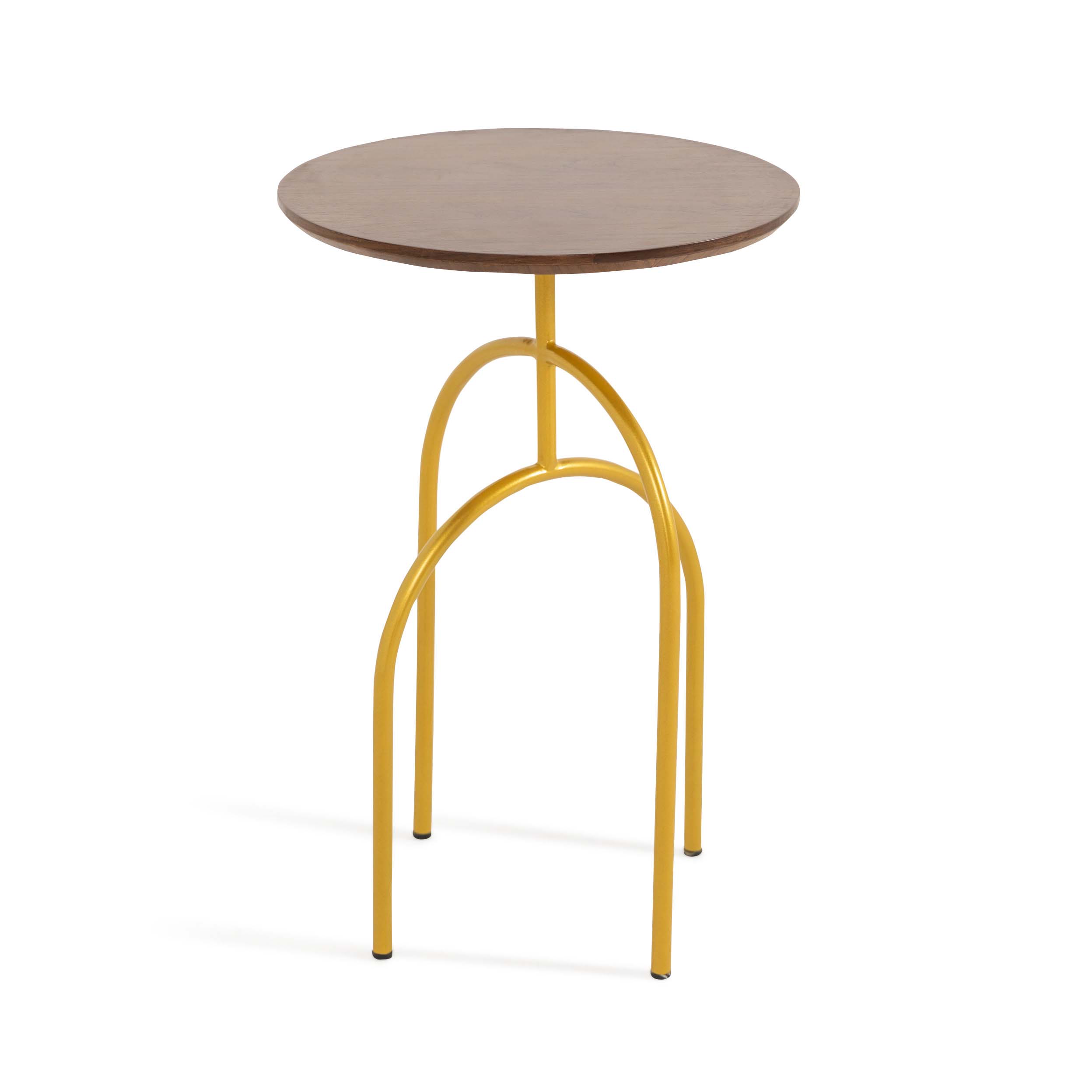 Maren Side Table - Round Wooden Top With Metal Base 4