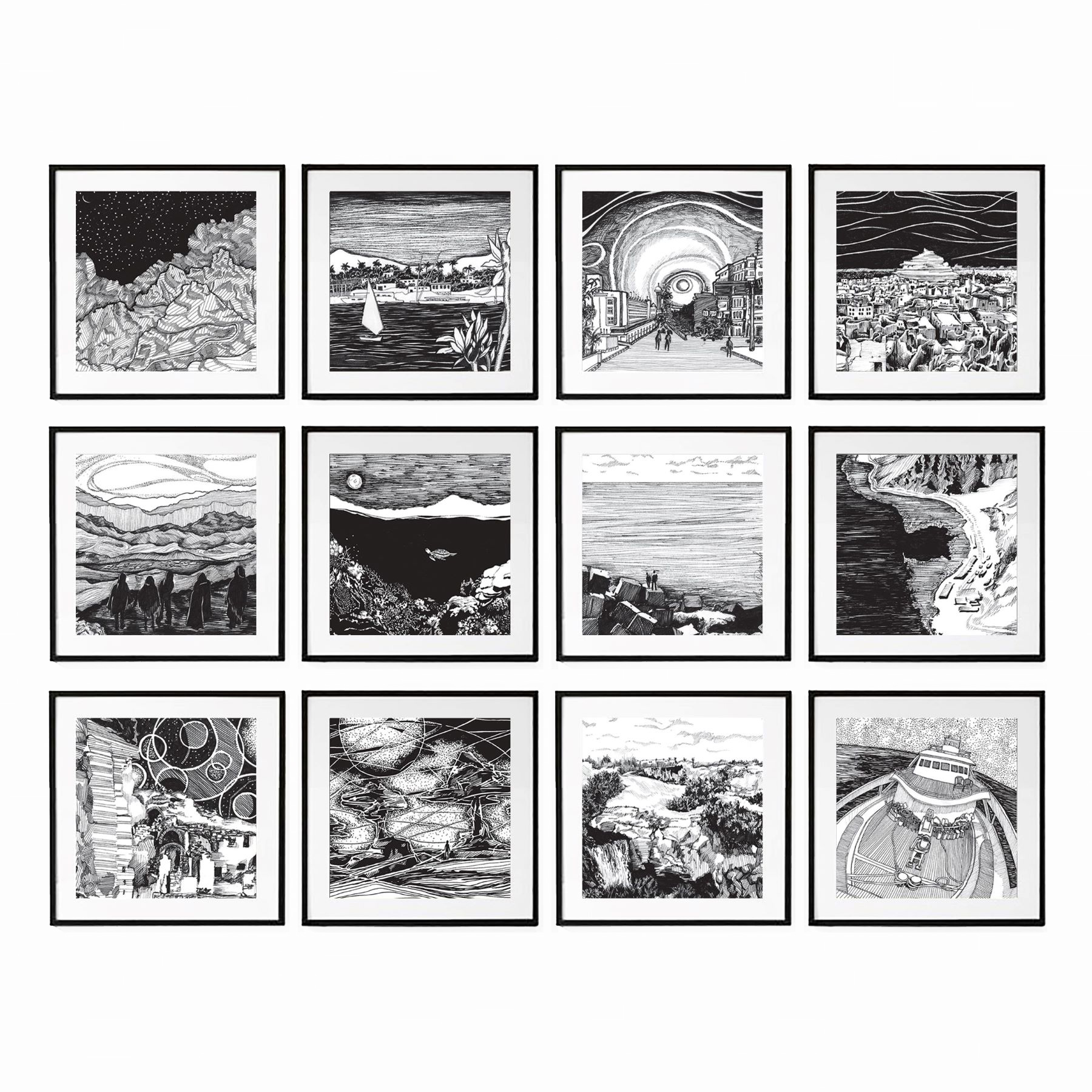 Egypt in Monochrome Set of 12 1