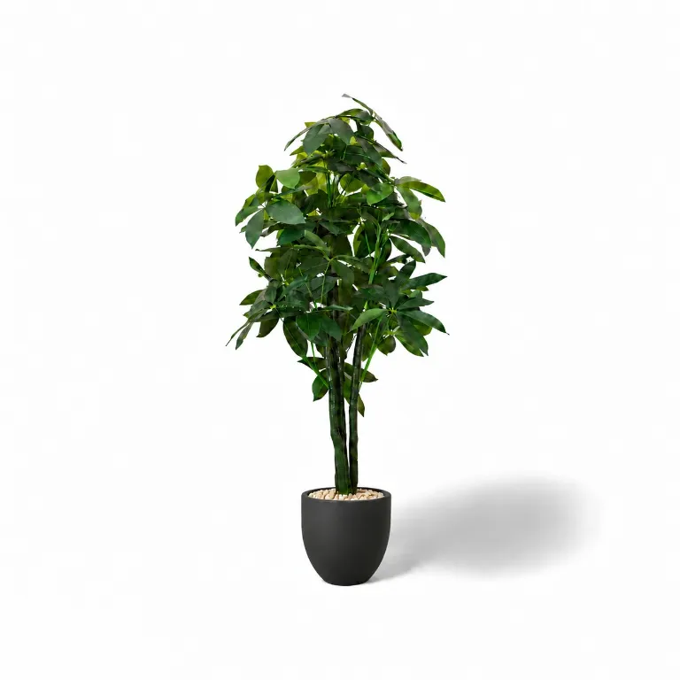 Potted Artificial Money Tree In Curve Pot