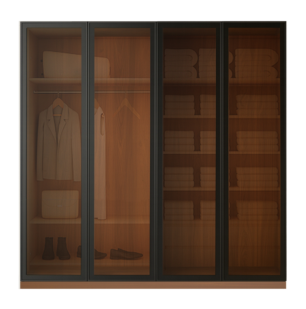 Beyla Glass and Metal Doors Hinged Wardrobe 16