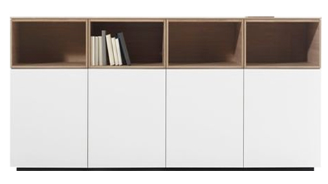 Office Cabinet with Oak Open Shelf 1