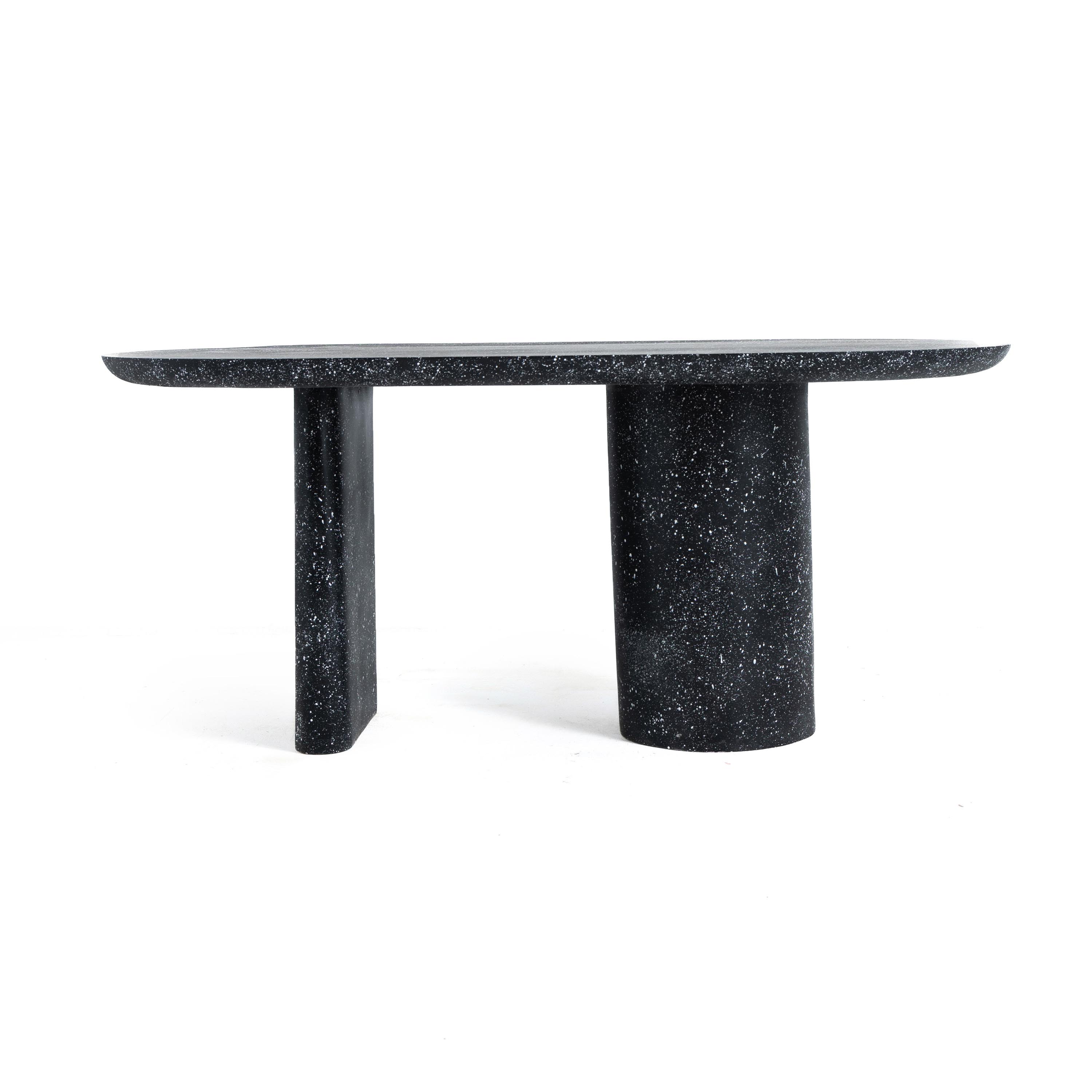 Keira Oval Fiberglass Dining Table With Stone Finish 3