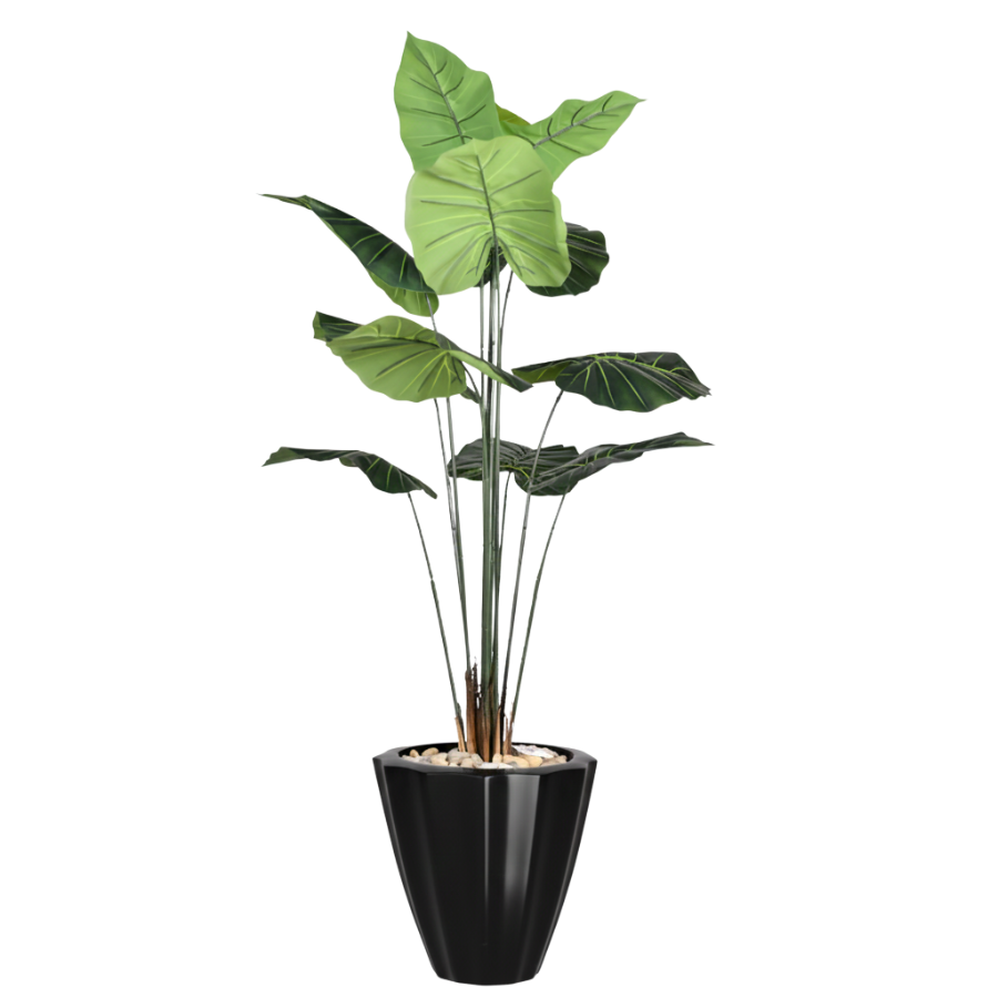 Artificial Taro Tree in Terrazzo Pot