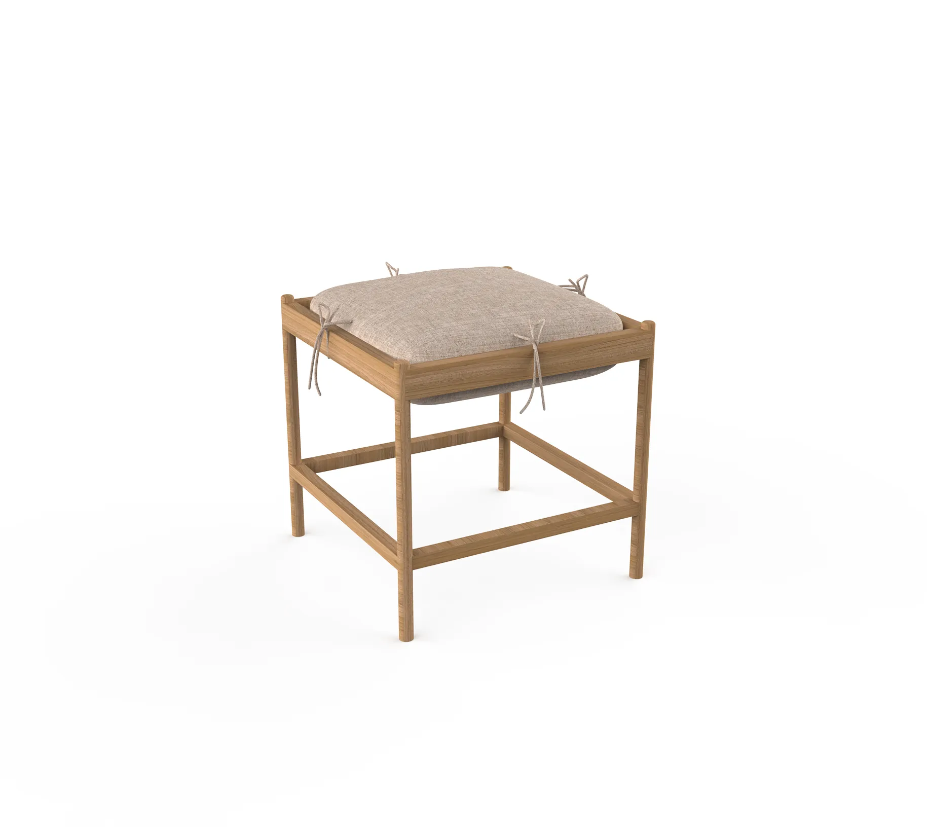 Crab Ottoman - Beech Wood & Linen