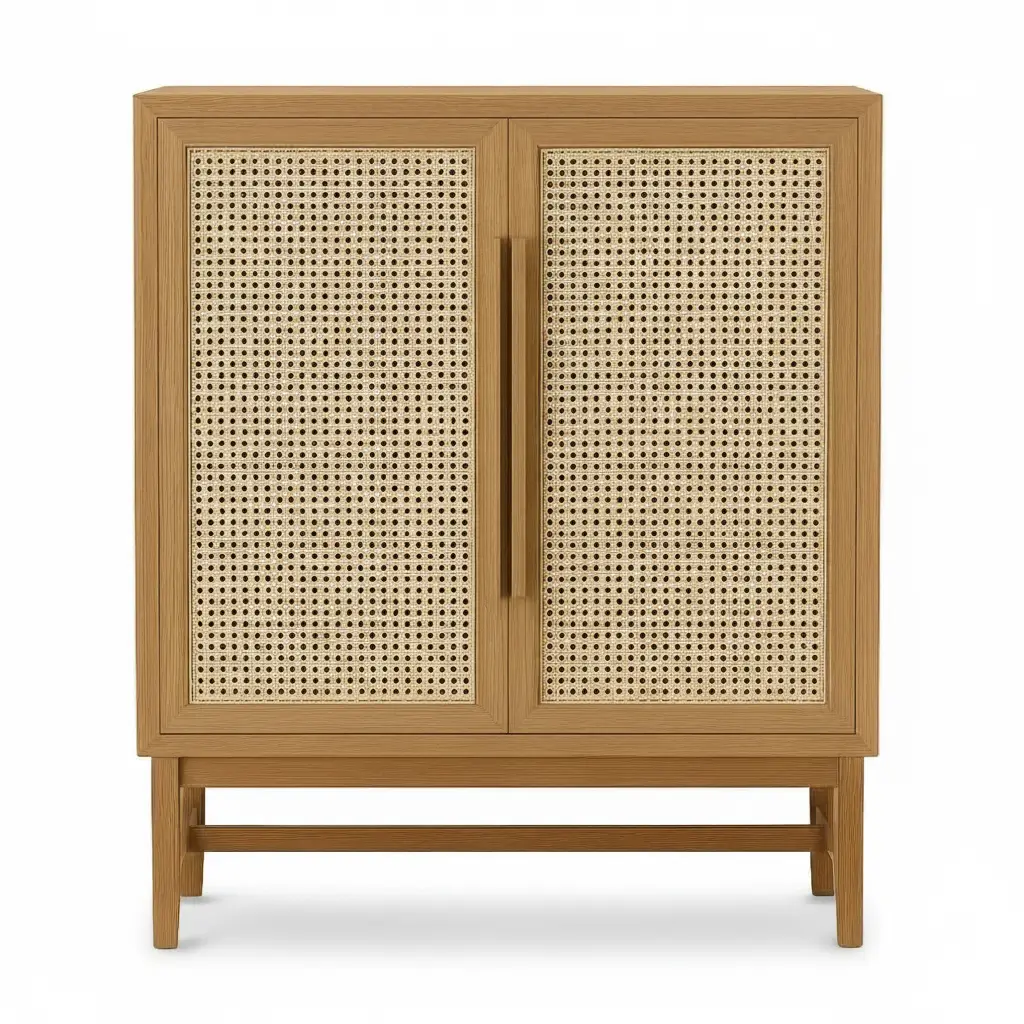 Sidra Cane Cabinet With Sturdy Wooden Structure 5