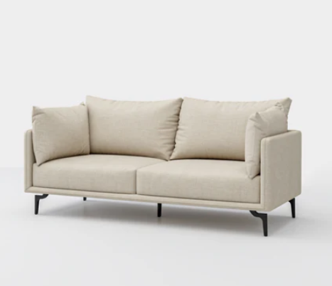 Capilano 2 Seater Beech Wood Sofa With Black Steel Legs 3
