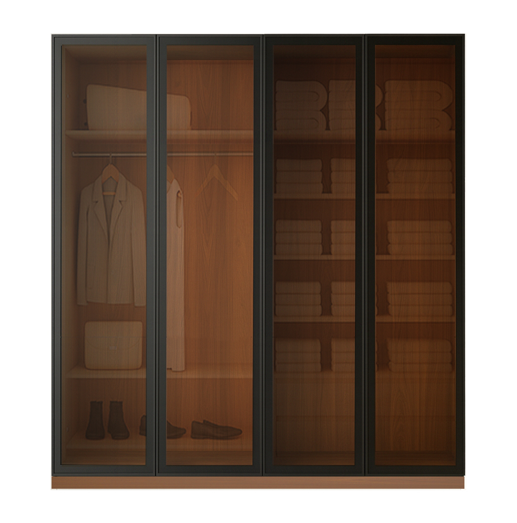 Beyla Glass and Metal Doors Hinged Wardrobe 14