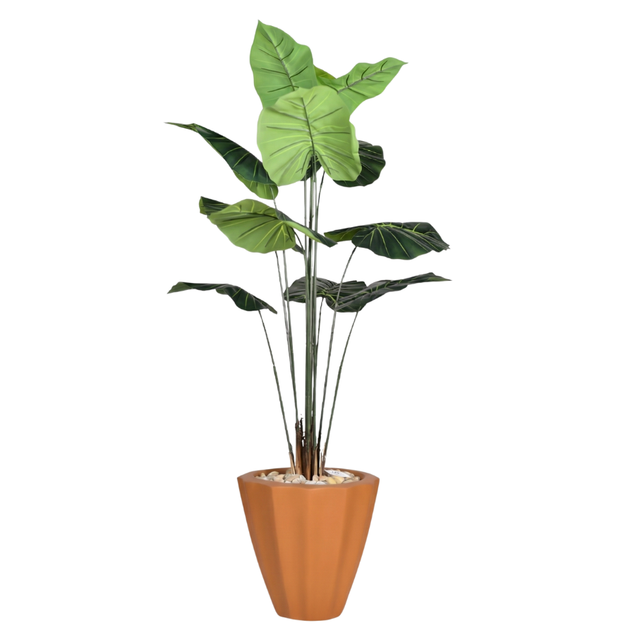 Artificial Taro Tree in Terrazzo Pot