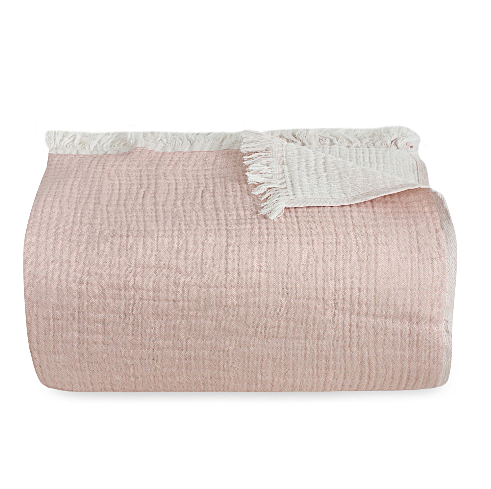 Dusty Pink Cotton Muslin Bedspread 2