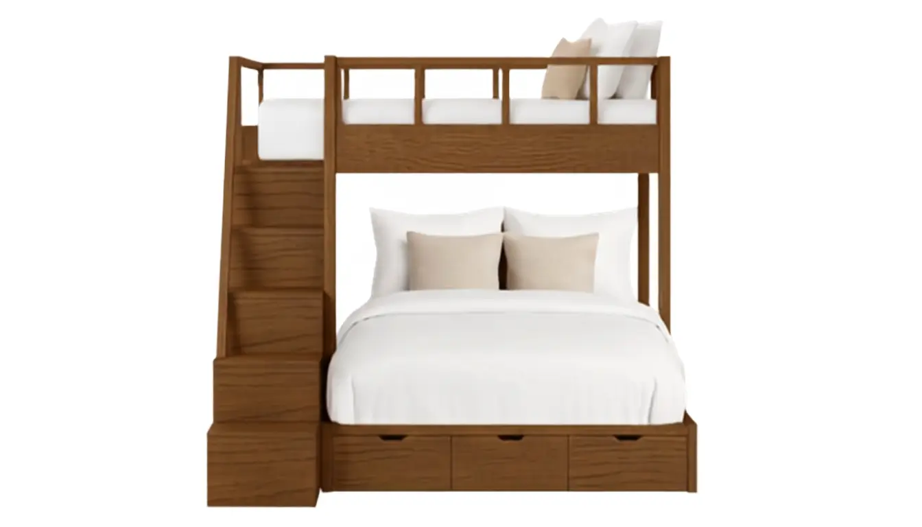 Cloudy Bunk Bed With Perpendicular Beds And Built-in Storage