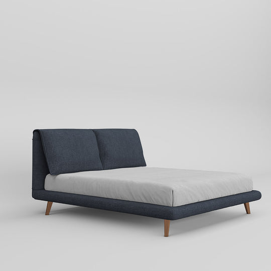 Bliss Upholstered Bed with Cushioned Backrest and Wooden Legs 2