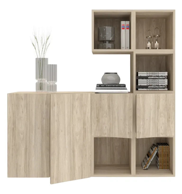 Cube Wall Unit With Open Shelves & Doors