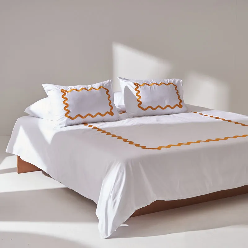 White Duvet Cover - Zigzag - Sateen - King