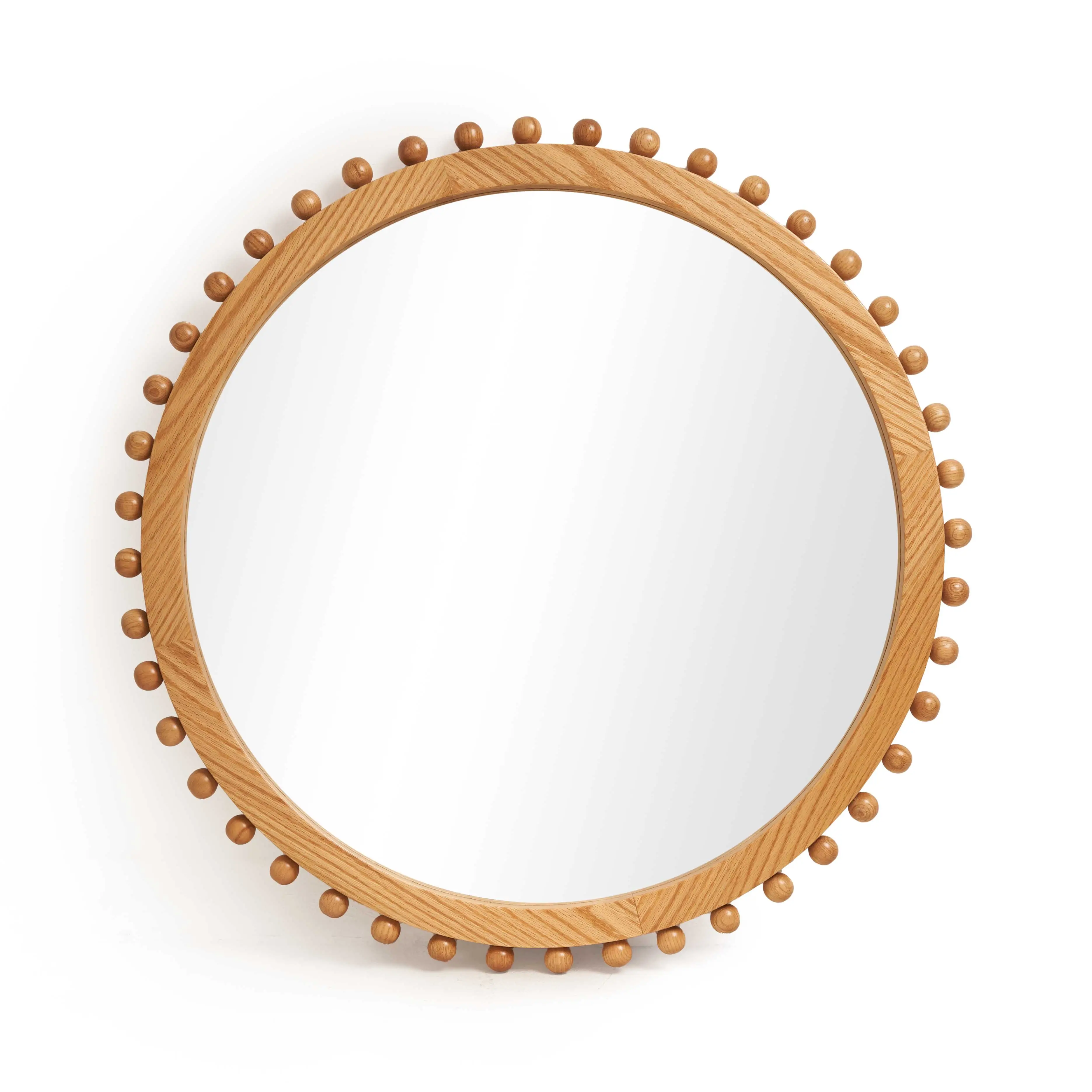 Kholkhal Boho Chic Round Mirror With Wooden Beaded Frame 4