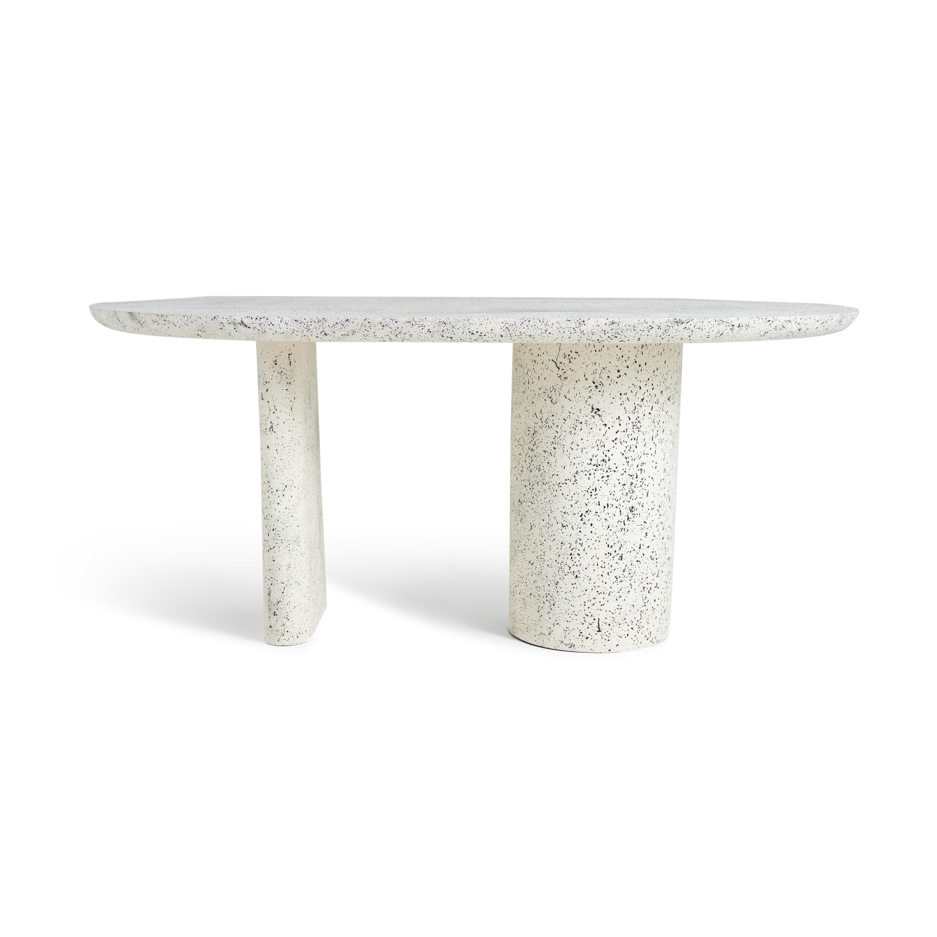 Keira Oval Fiberglass Dining Table With Stone Finish 4