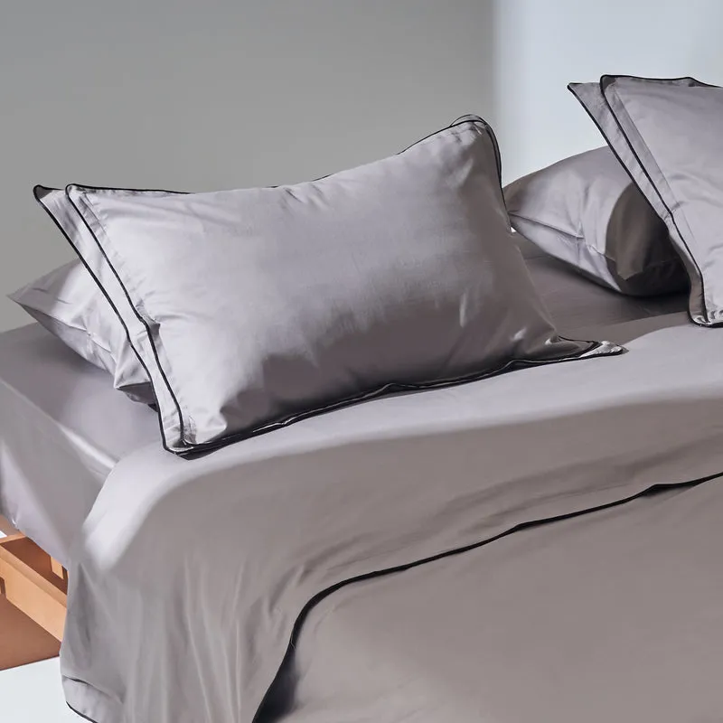 Grey Duvet Cover - Double Piping - Sateen - King 1