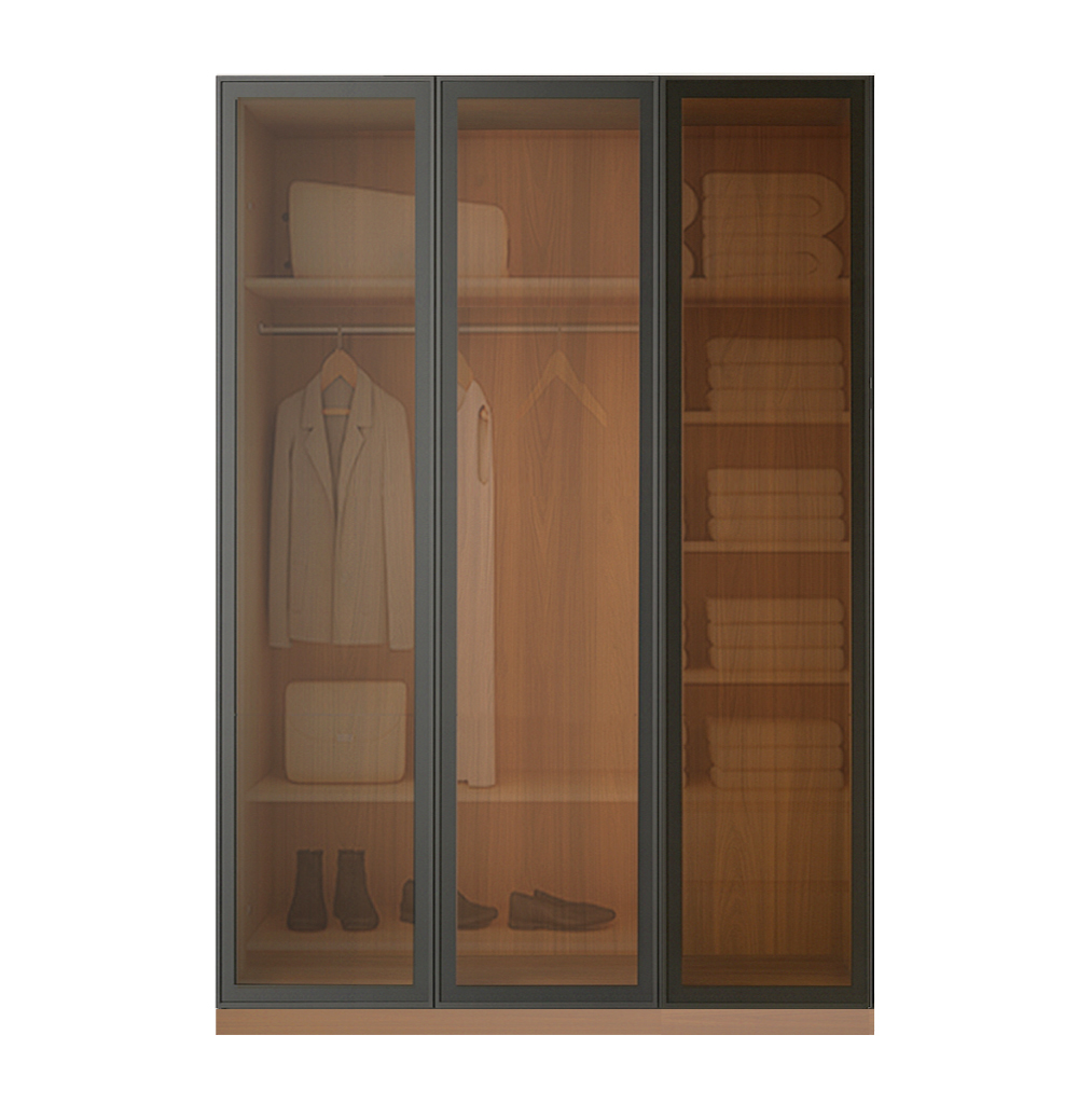 Beyla Glass and Metal Doors Hinged Wardrobe 8