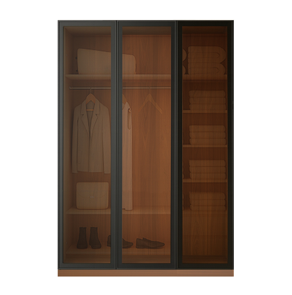 Beyla Glass and Metal Doors Hinged Wardrobe 7