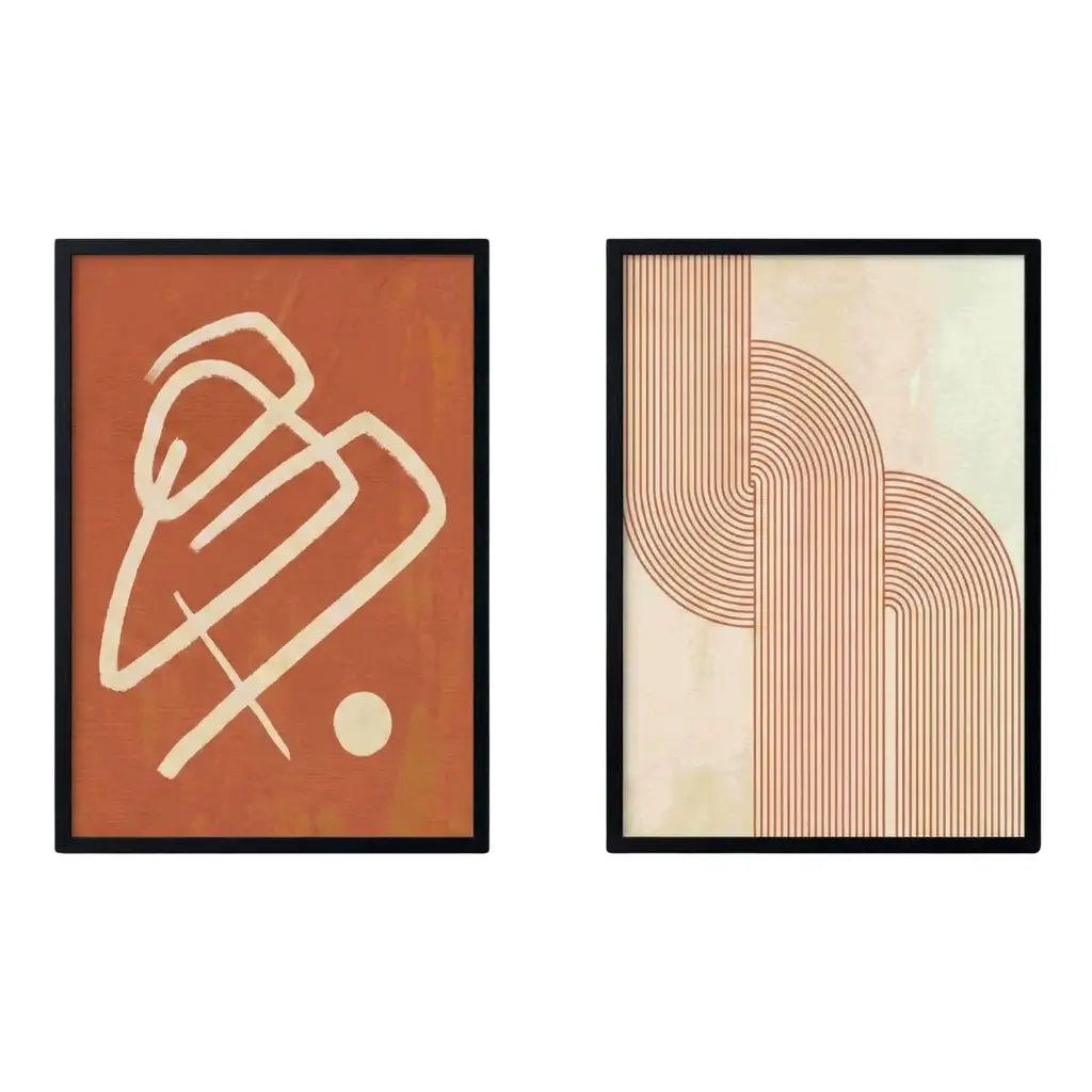 Dafaa Abstract Burnt Orange Wall Art Set – 2 Pieces