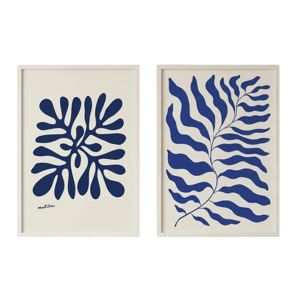 Mawj Abstract Cobalt Blue Wall Art Set – 2 Pieces