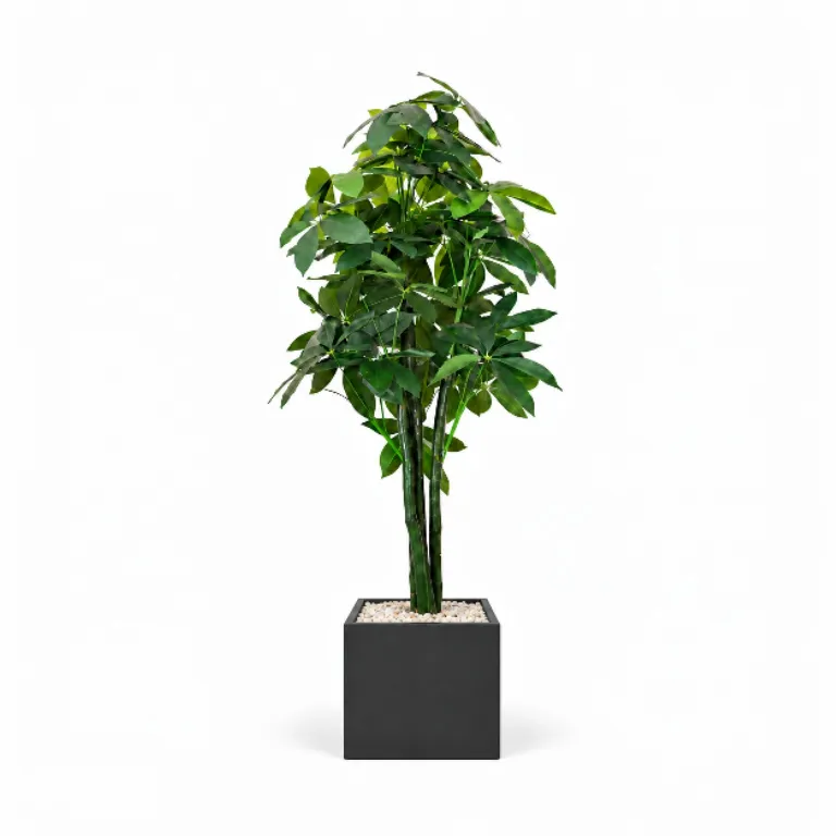 Realistic Artificial Money Tree In Cube Pot