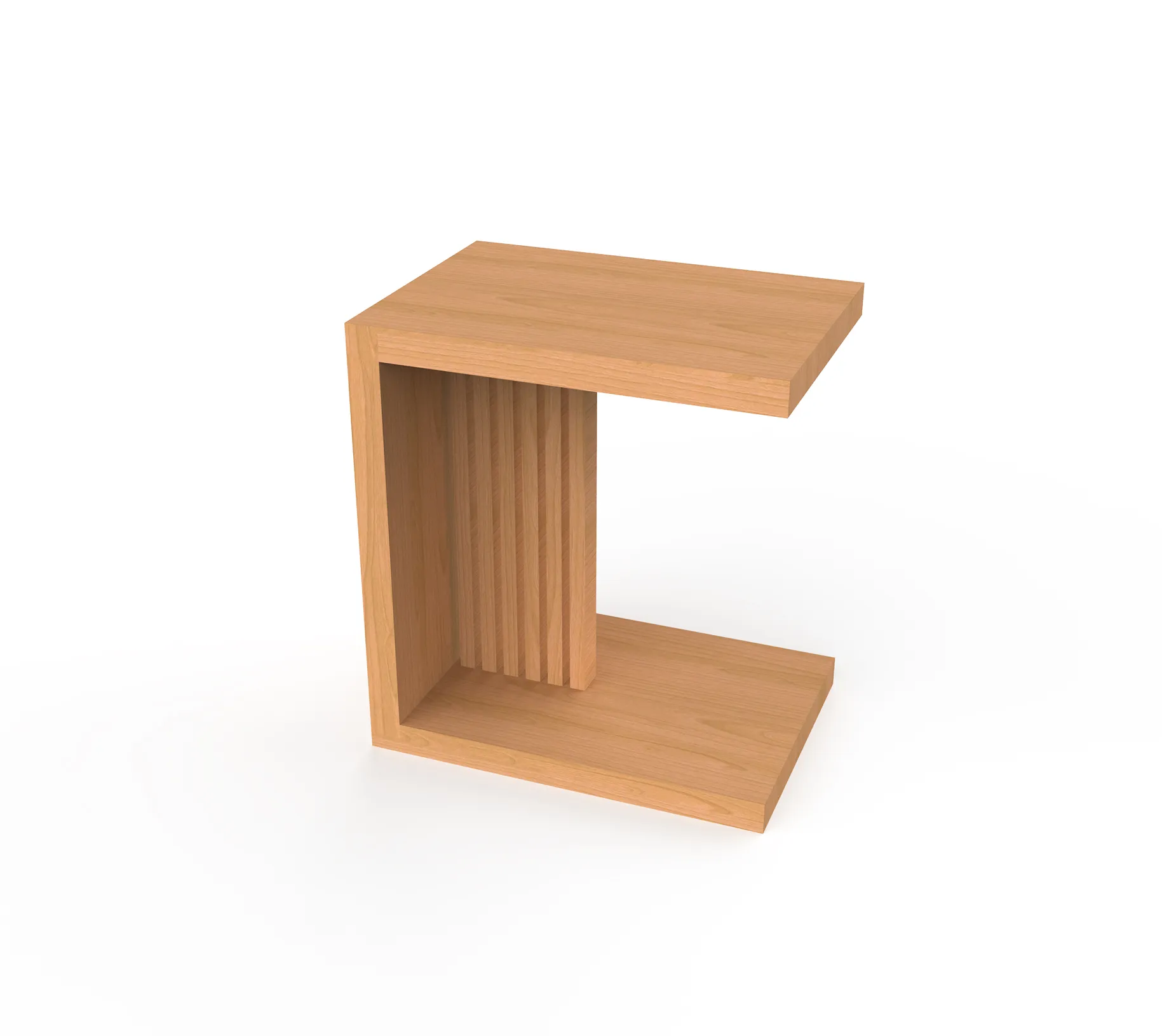 Tan C-Shaped Side Table