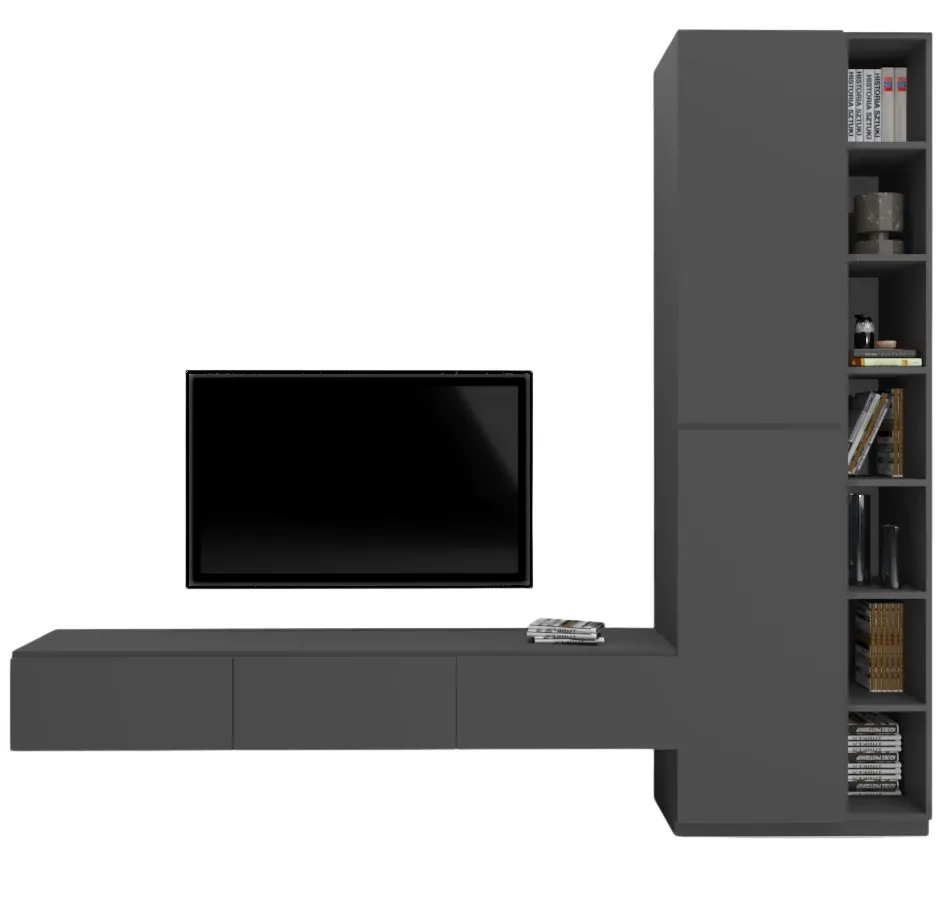 Timeless TV Unit With Integrated Bookshelf and Storage