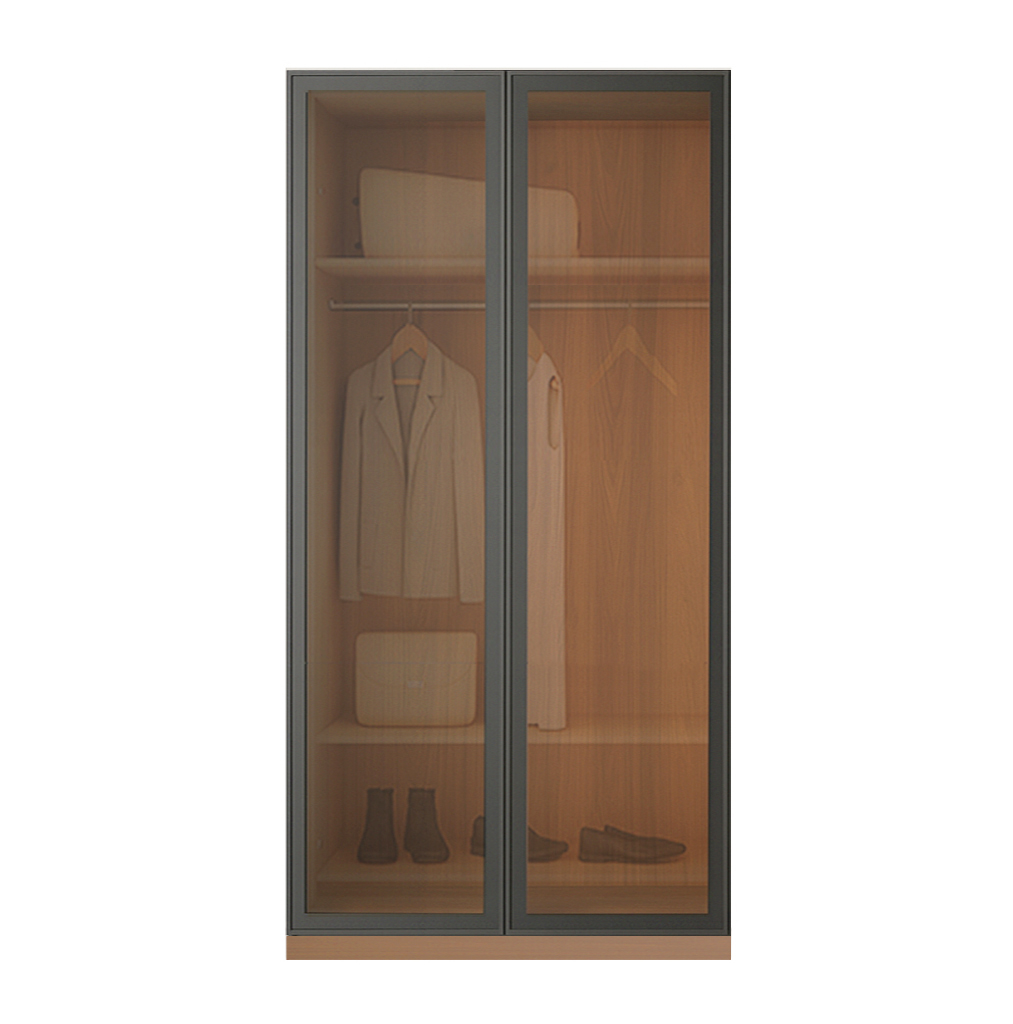 Beyla Glass and Metal Doors Hinged Wardrobe 4