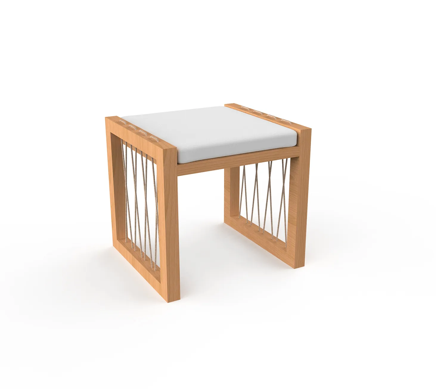 Clay Ottoman - Beech Wood & Linen