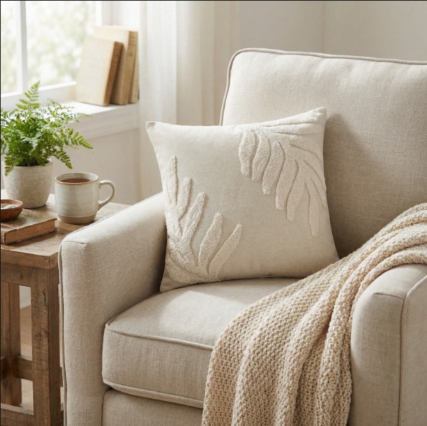 Golden Leaf Tufted Cushion CL-29