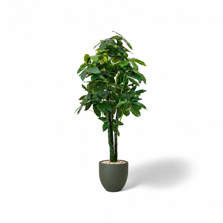 Potted Artificial Money Tree In Curve Pot