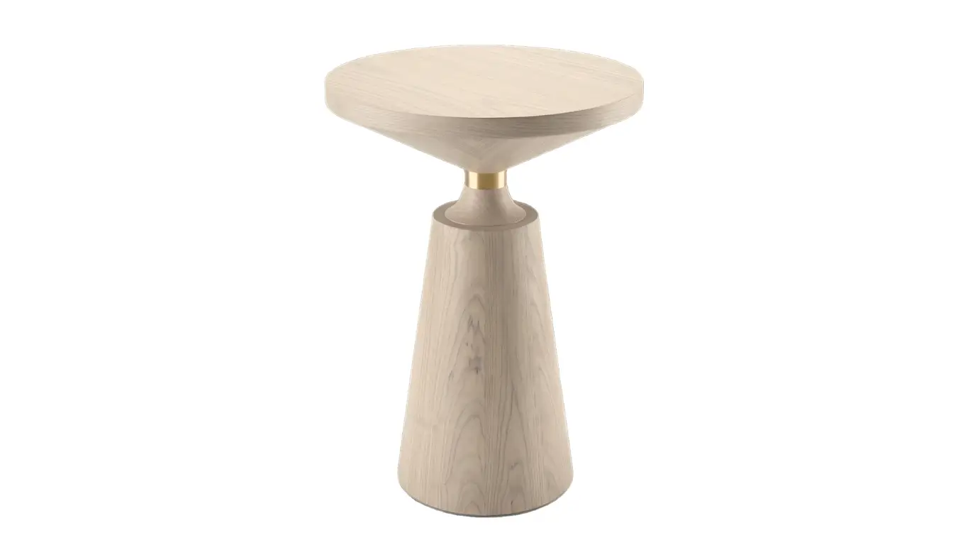 Nicole Side Table - Wooden Veneer With Brass Connection