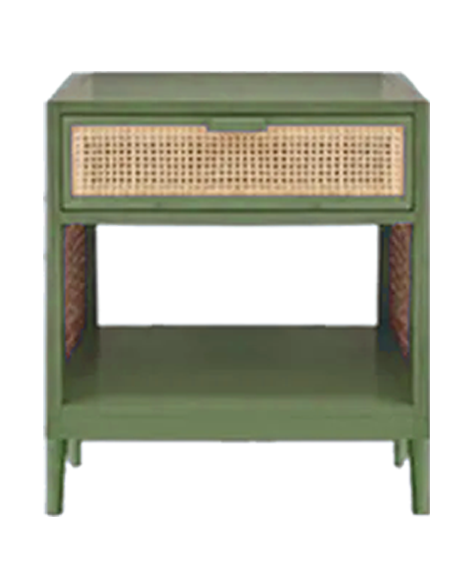 Color Bedside Table with Top Cane Drawer 2