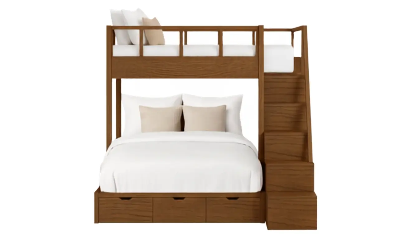 Cloudy Bunk Bed With Perpendicular Beds And Built-in Storage