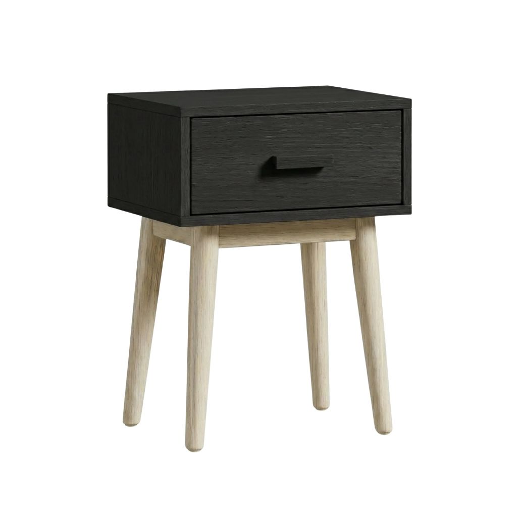 Alba Bedside Table With 1 Drawer & Slanted Legs 18